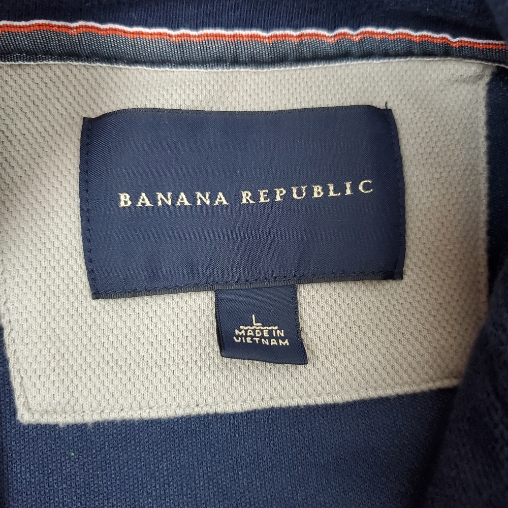Banana Republic Navy Tight Knit Zip Up Jacket Size L Mens - Picture 9 of 10